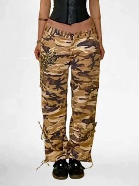 Baby Phat Brown Camouflage Baggy Denim Cargo Pants